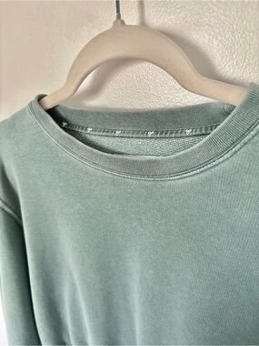 Aritzia/TNA Washed Sage Cropped Terry Fleece Crew Neck